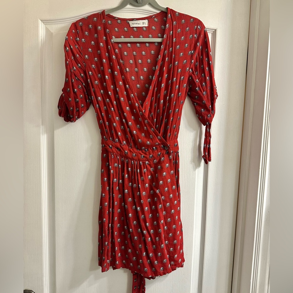 Faithful the Brand red floral print wrap dress